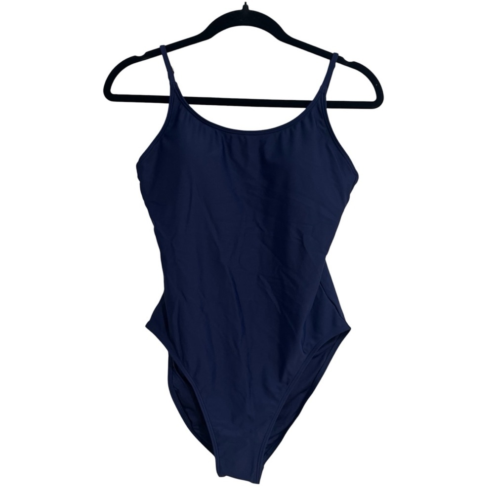 Quince Women’s Navy Blue One-Piece Classic Scoop Neck Swimsuit Sz M NWT